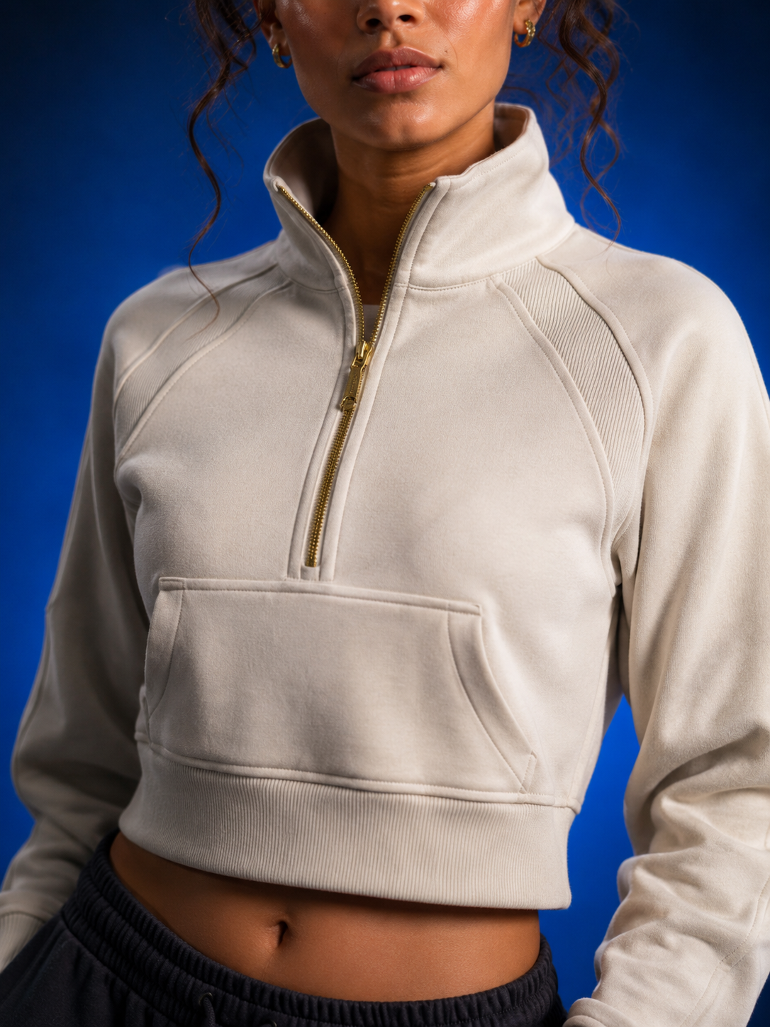 Sweat-shirt court à demi-zip