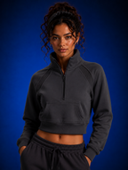 Sweat-shirt court à demi-zip