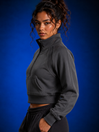 Sweat-shirt court à demi-zip