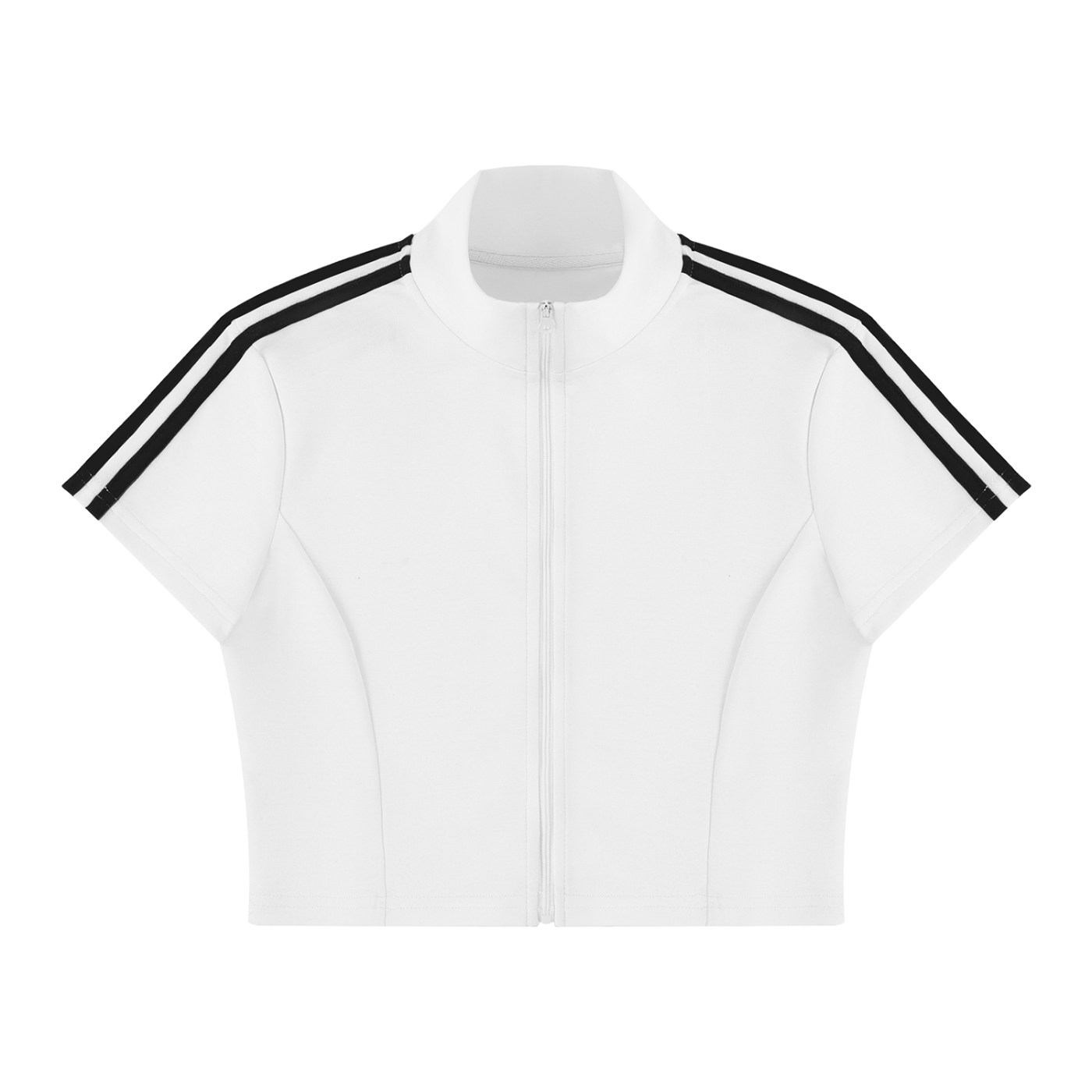 Women's Cropped Full Zip Short Sleeve T-Shirt