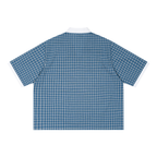 Unisex Boxy Plaid Color Block Polo Shirt