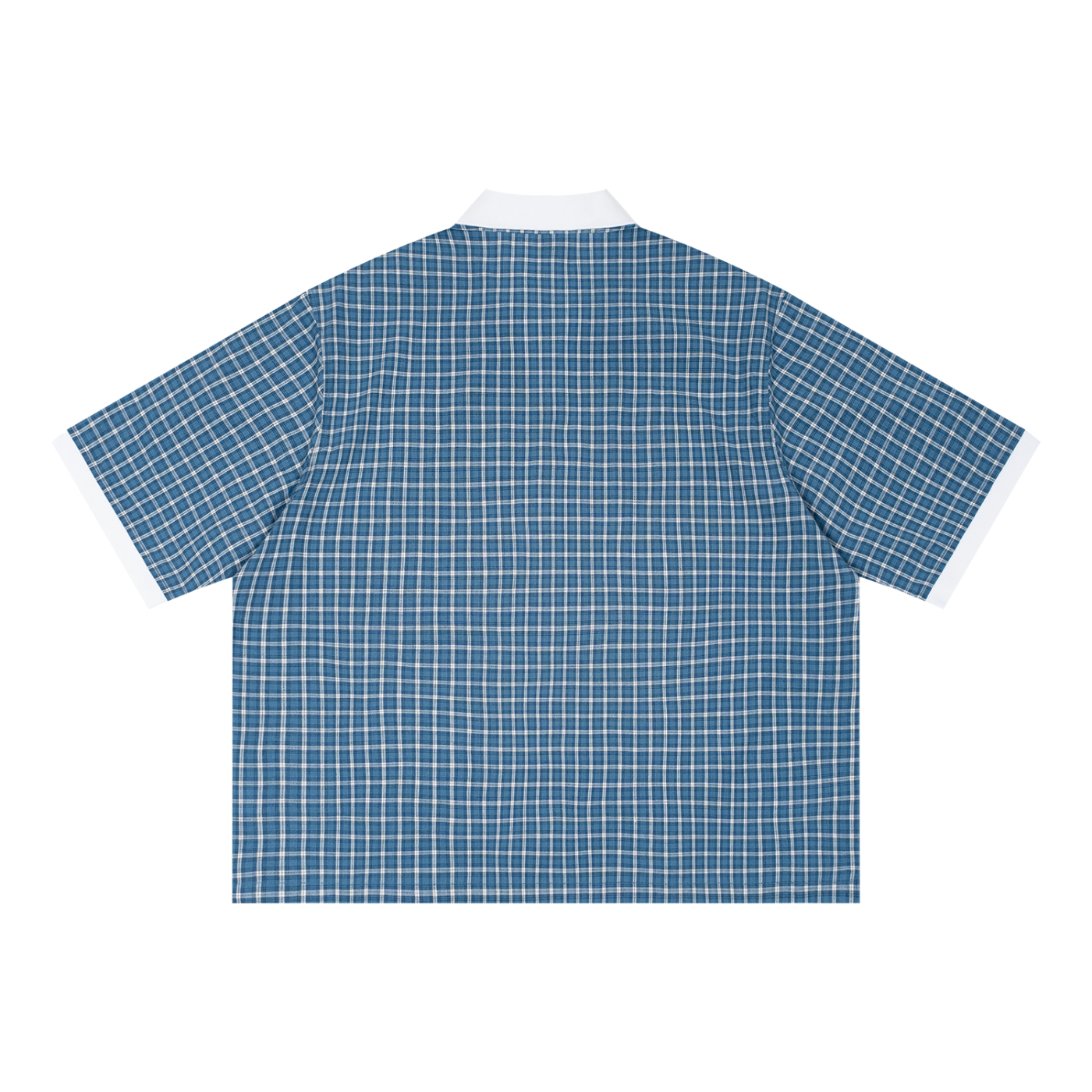 Unisex Boxy Plaid Color Block Polo Shirt