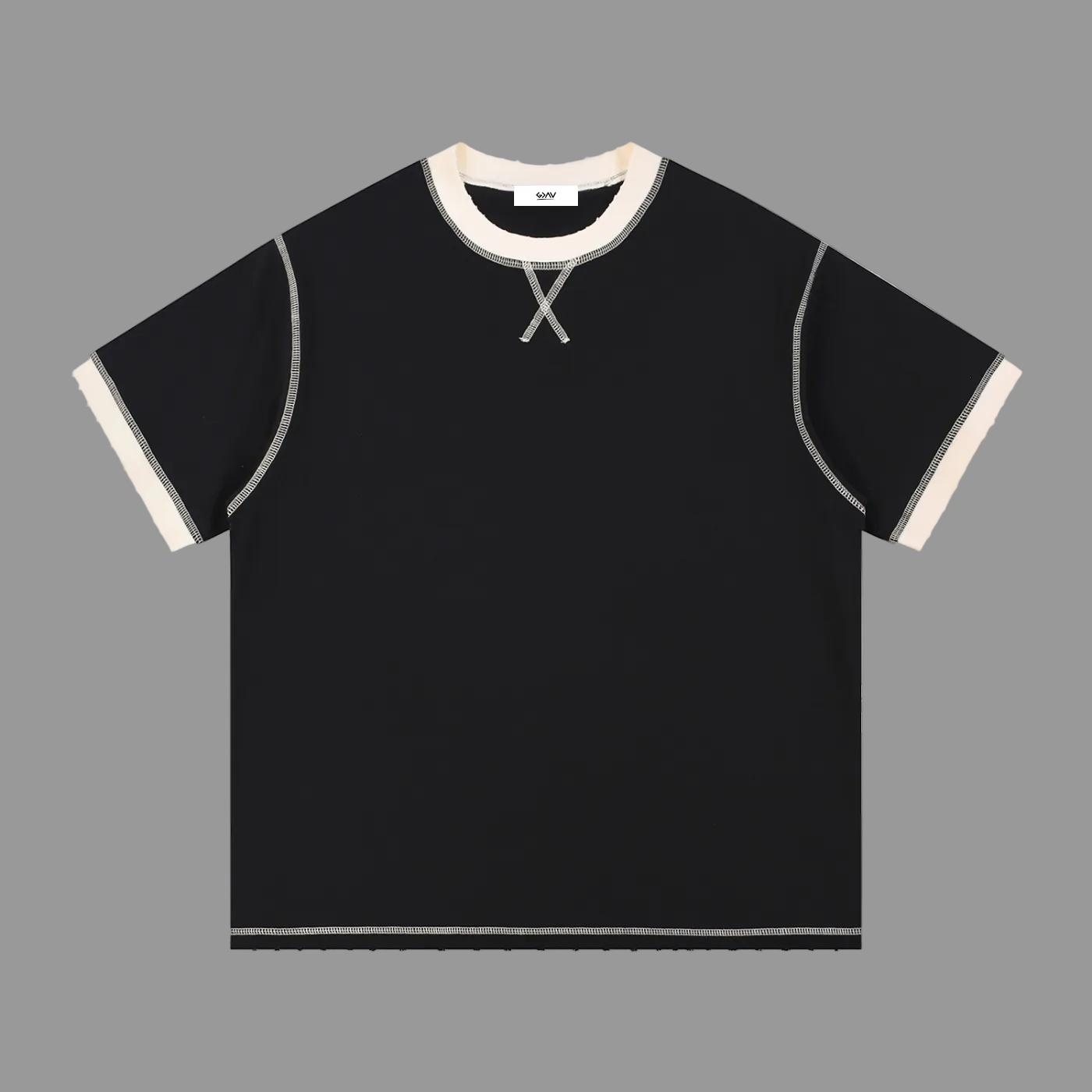 T-shirt en coton à surpiqûres contrastées