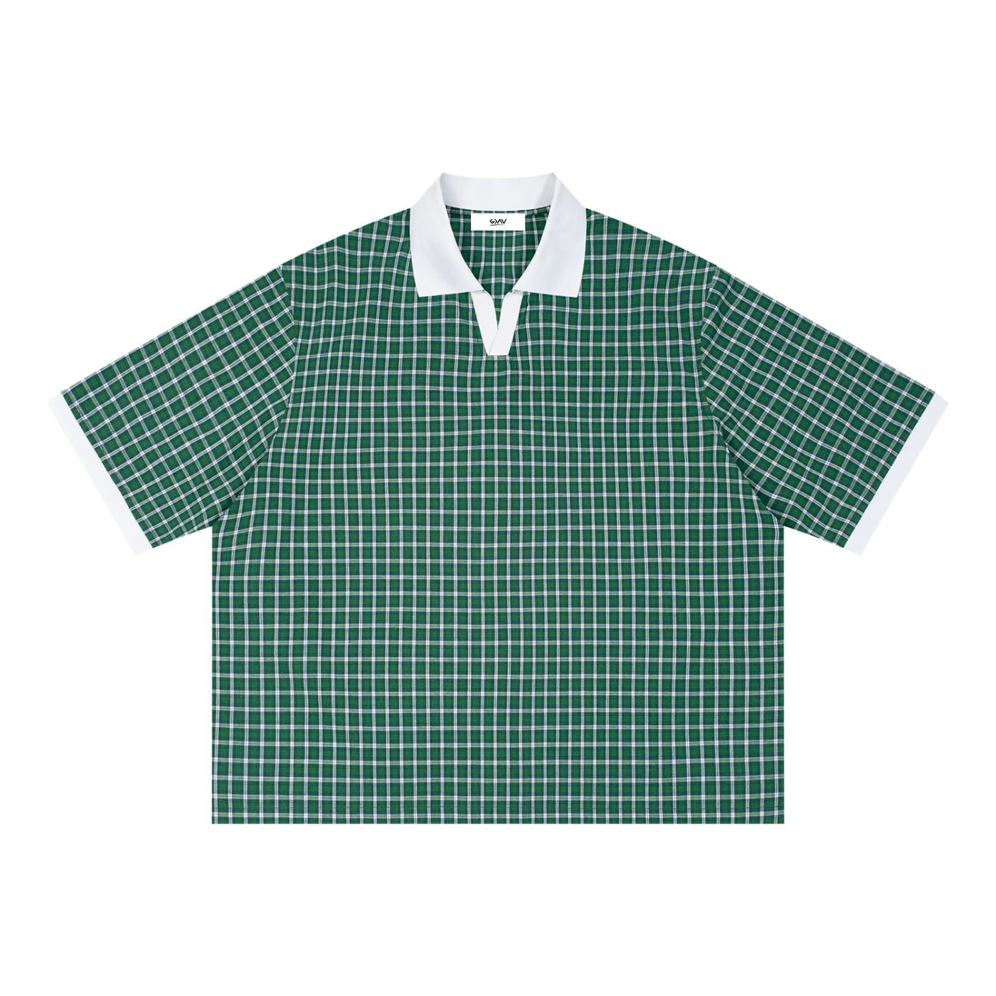 Unisex Boxy Plaid Color Block Polo Shirt