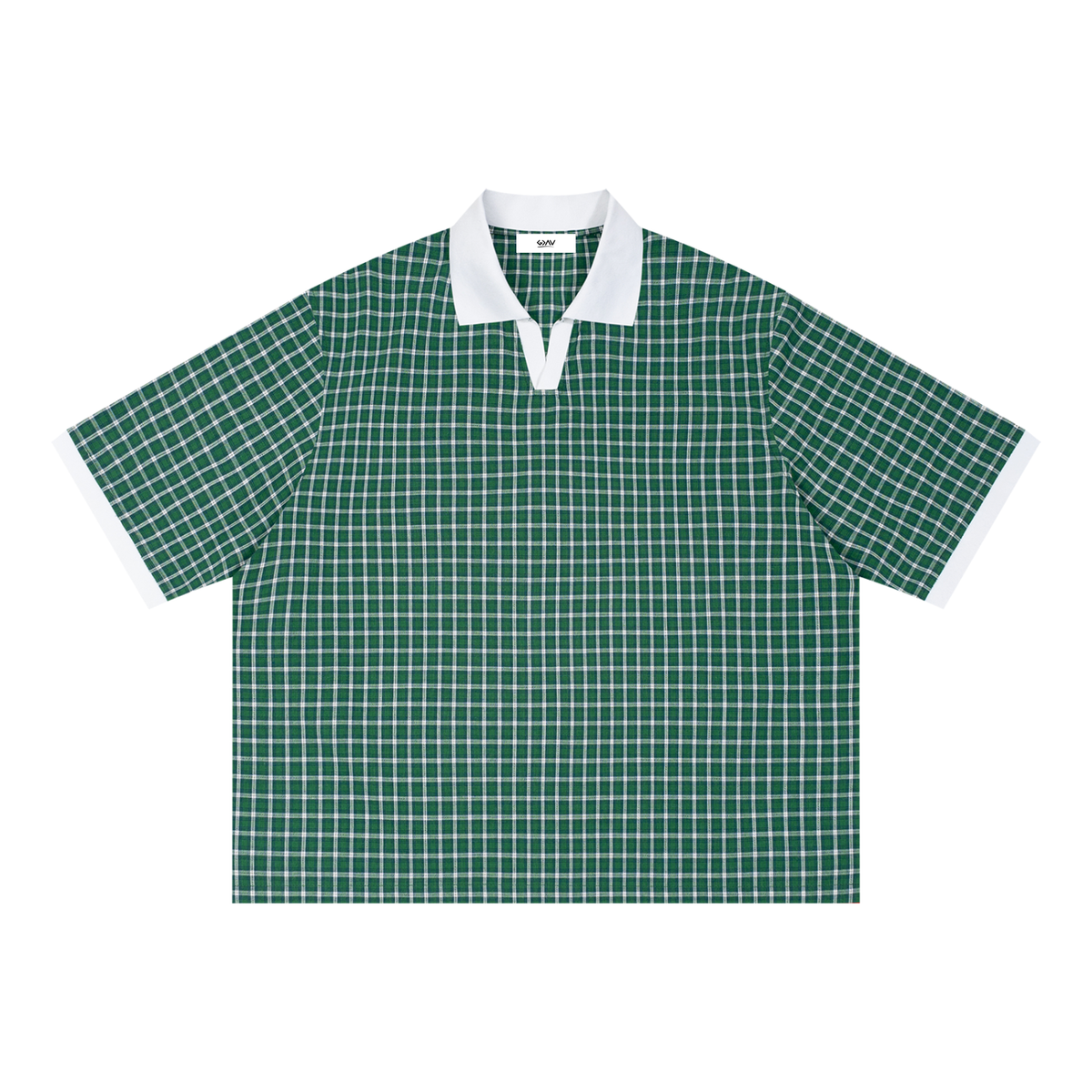 Polo boxy à carreaux et empiècements