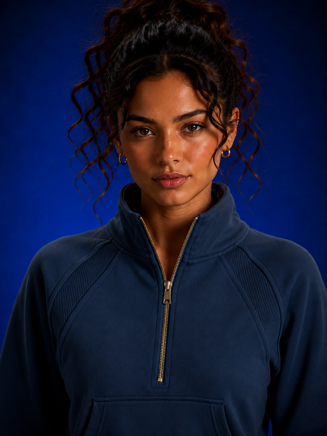 Sweat-shirt court à demi-zip