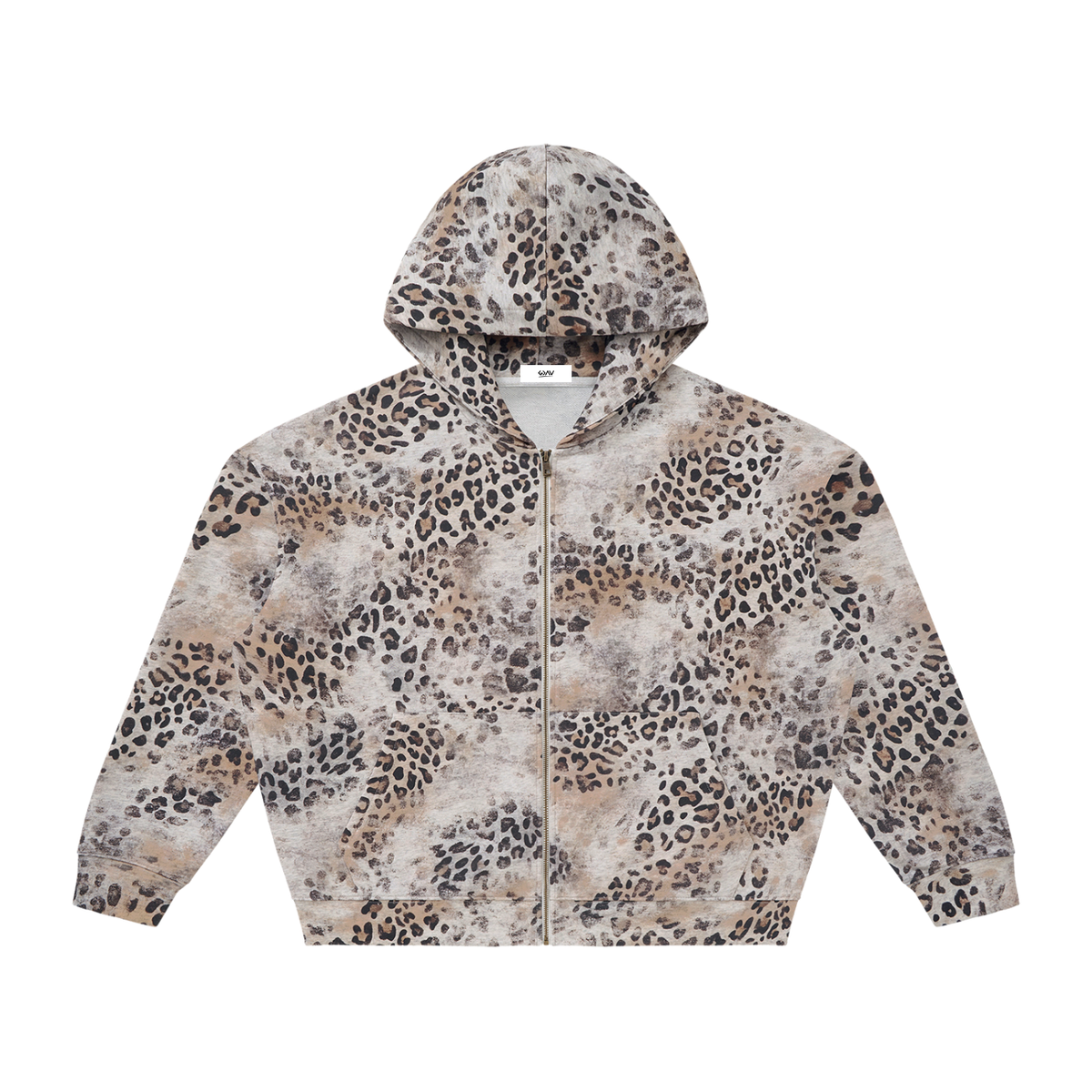 Sweat à capuche zippé léopard vintage