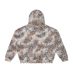 Sweat à capuche fermeture éclair intégrale, style léopard vintage délavé