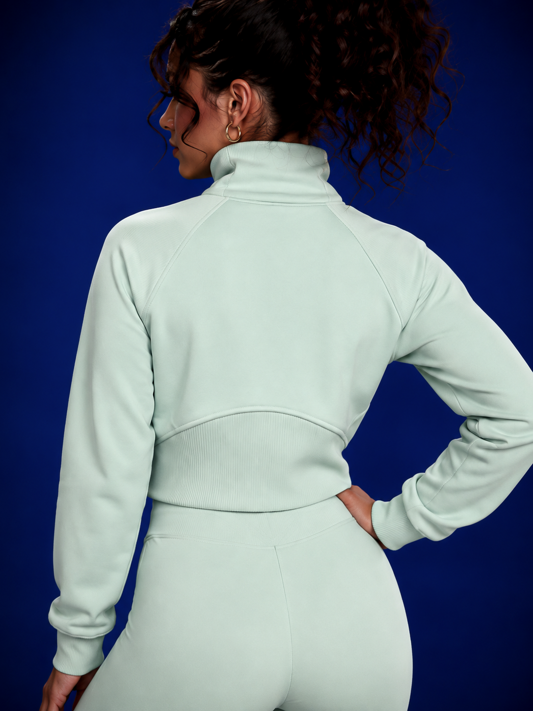 Sweat-shirt court à demi-zip
