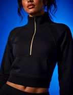 Sweat-shirt court à demi-zip