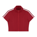 Women's Cropped Full Zip Short Sleeve T-Shirt