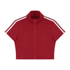 Women's Cropped Full Zip Short Sleeve T-Shirt