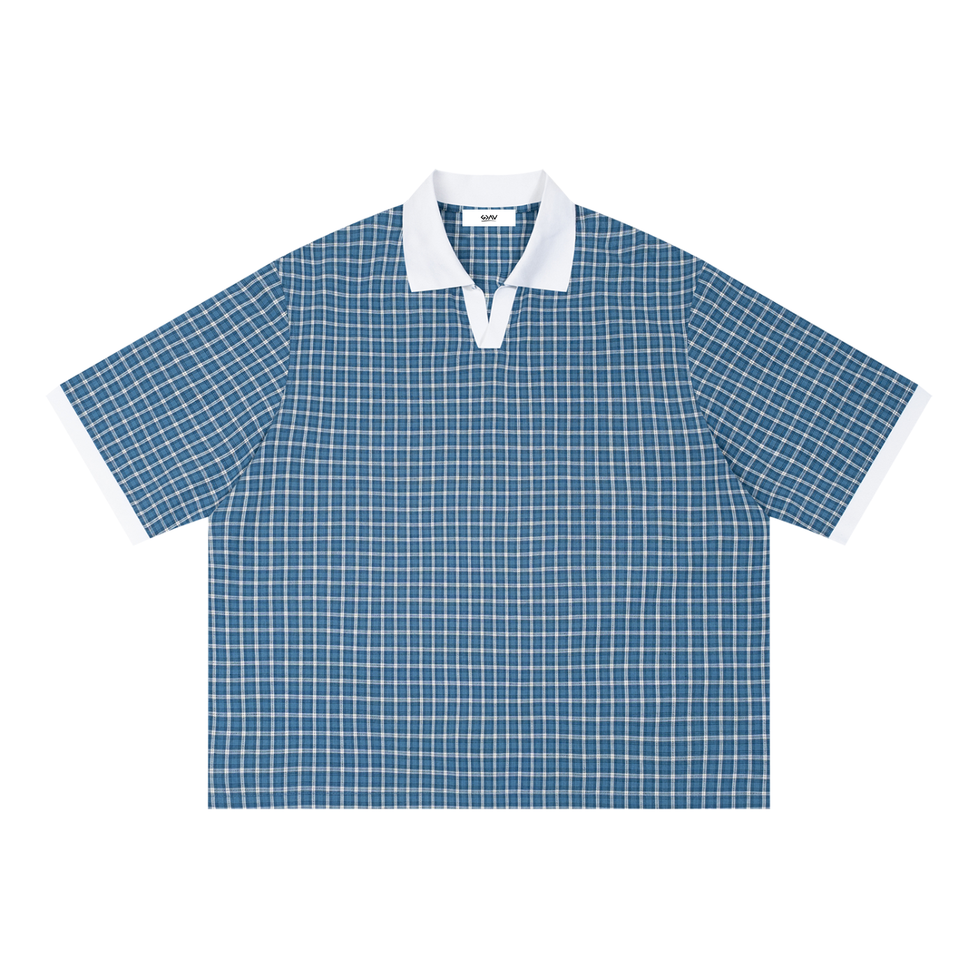 Unisex Boxy Plaid Color Block Polo Shirt