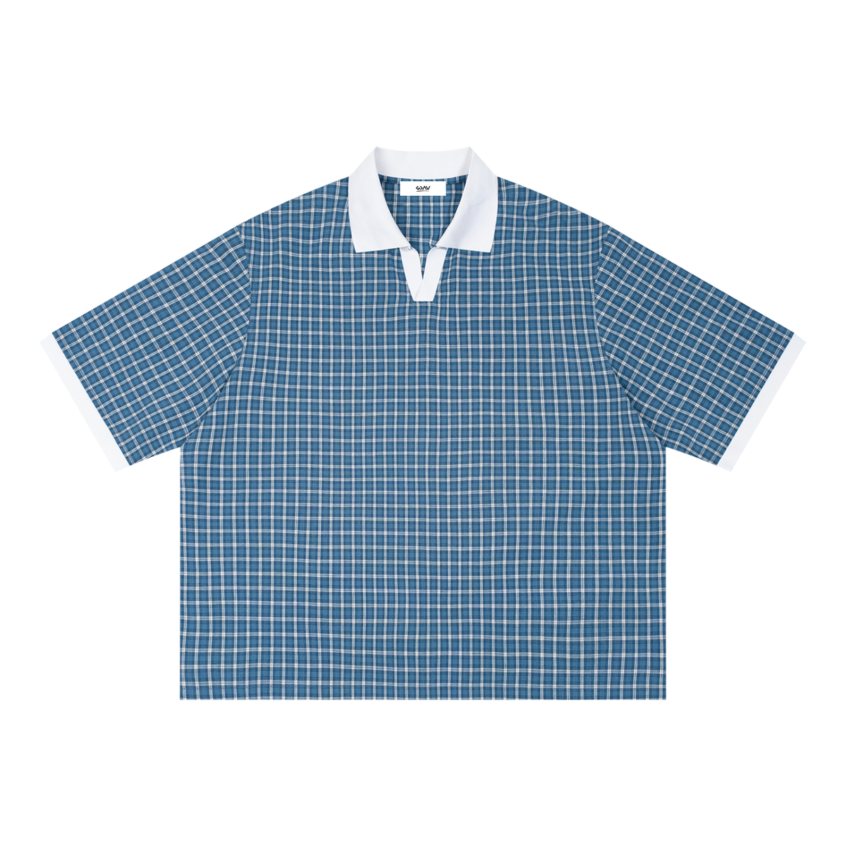 Polo boxy à carreaux et empiècements