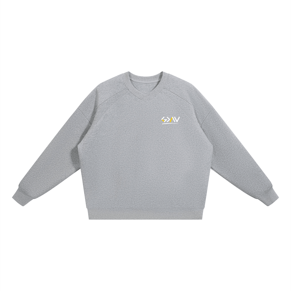 sweatshirt unisexe oversized V-col gris avec logo