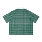Unisex Boxy Plaid Color Block Polo Shirt