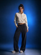 Sweat-shirt court à demi-zip