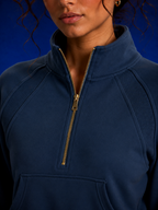 Sweat-shirt court à demi-zip