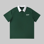 Contrast Collar Raglan Polo Shirt