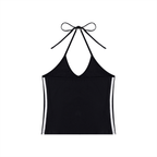 Women's Color Block Halter Crop Tank Top