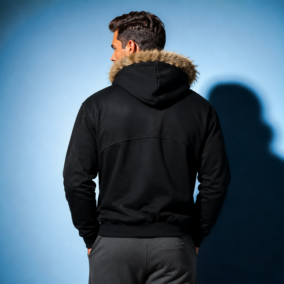 sweat à capuche fourrure oversized