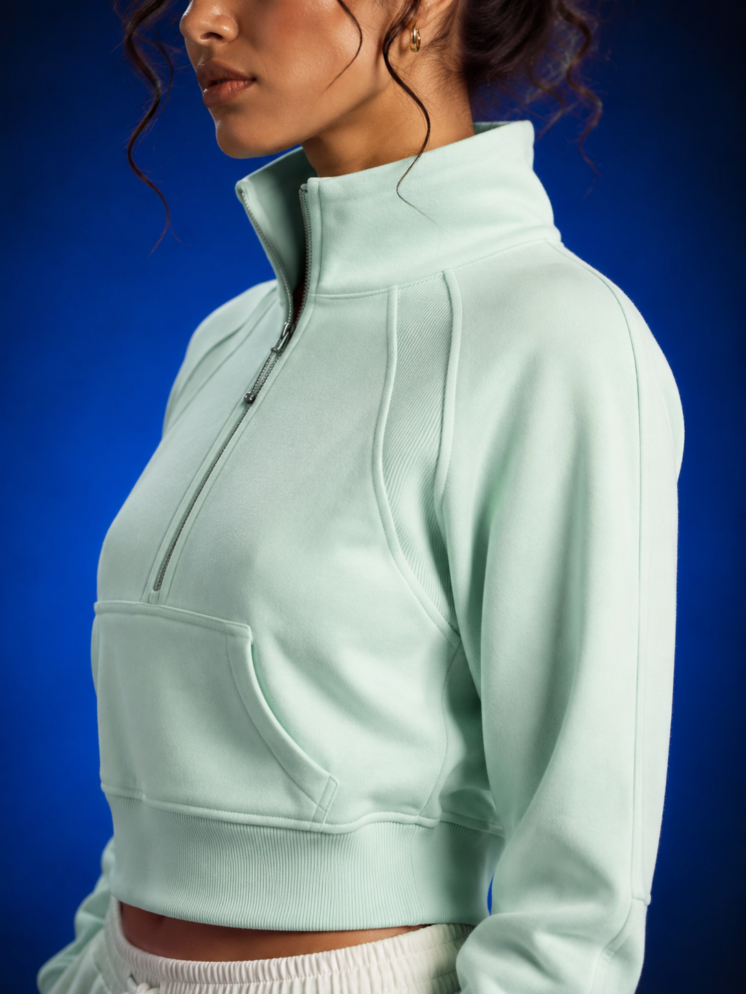 Sweat-shirt court à demi-zip