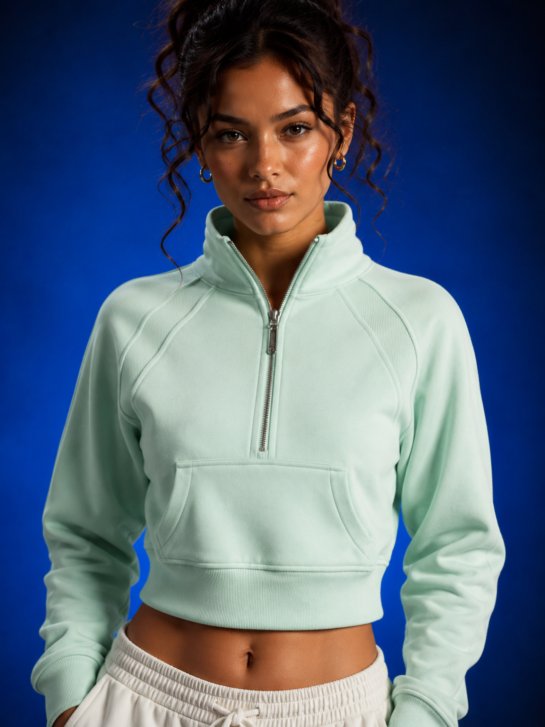 Sweat-shirt court à demi-zip