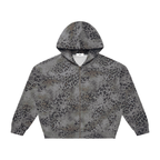 Sweat à capuche fermeture éclair intégrale, style léopard vintage délavé