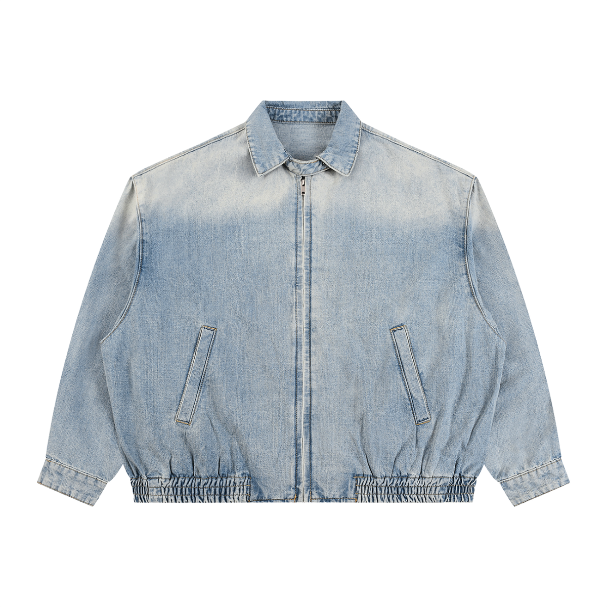 Veste en jean zippée à délavage vintage