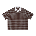 Unisex Boxy Plaid Color Block Polo Shirt