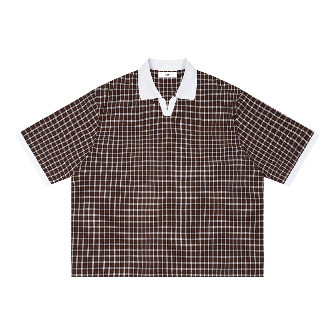 Unisex Boxy Plaid Color Block Polo Shirt