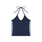 Women's Color Block Halter Crop Tank Top