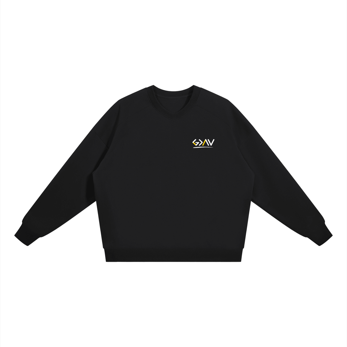 sweatshirt unisexe oversized V-col noir avec logo sur la poitrine
