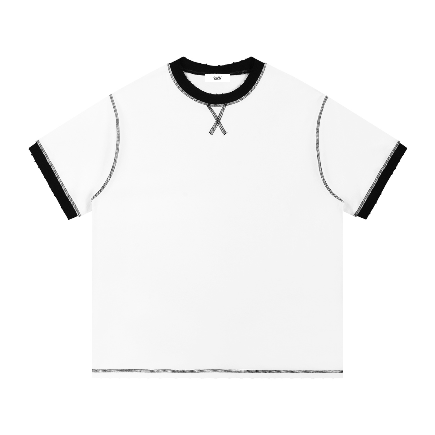 T-shirt en coton à surpiqûres contrastées