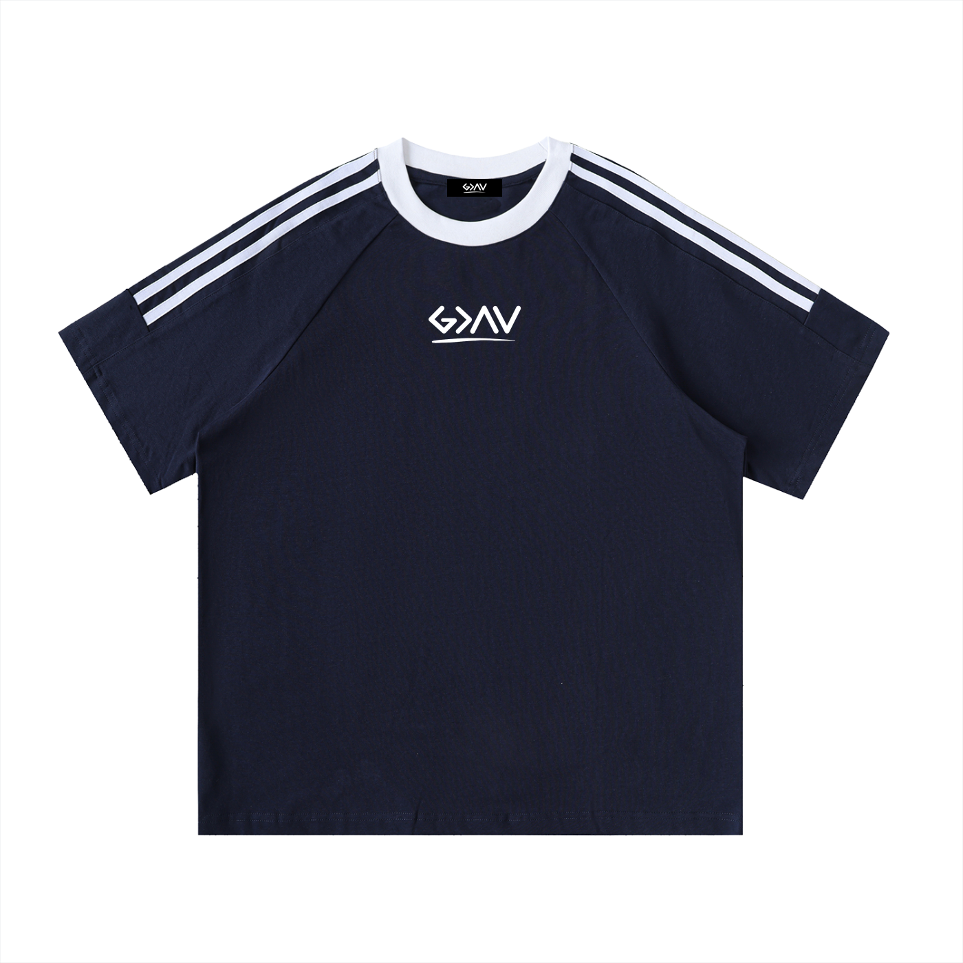Contrast Tape Crewneck Cotton T-Shirt