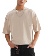 T-shirt boxy classique à bords effilochés