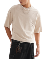 T-shirt boxy classique à bords effilochés