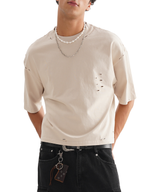 T-shirt boxy classique à bords effilochés