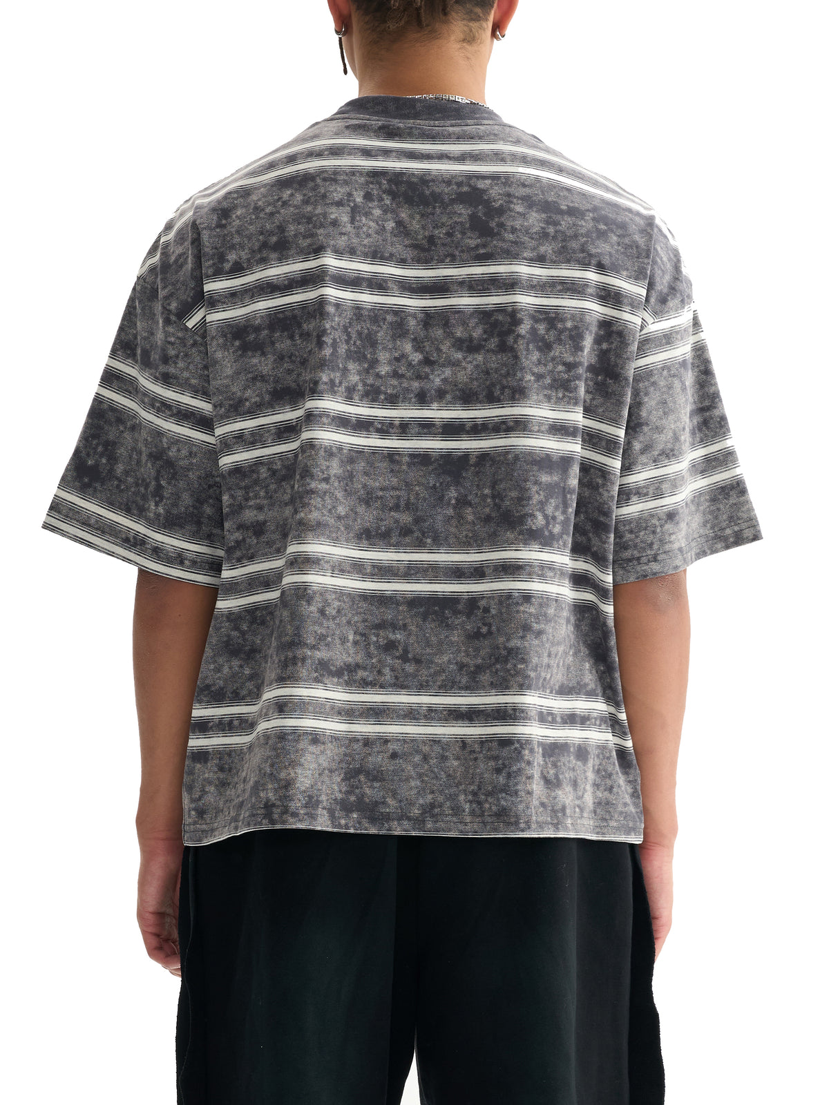 T-shirt rayé coupe boxy effet délavé