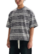 T-shirt rayé coupe boxy effet délavé