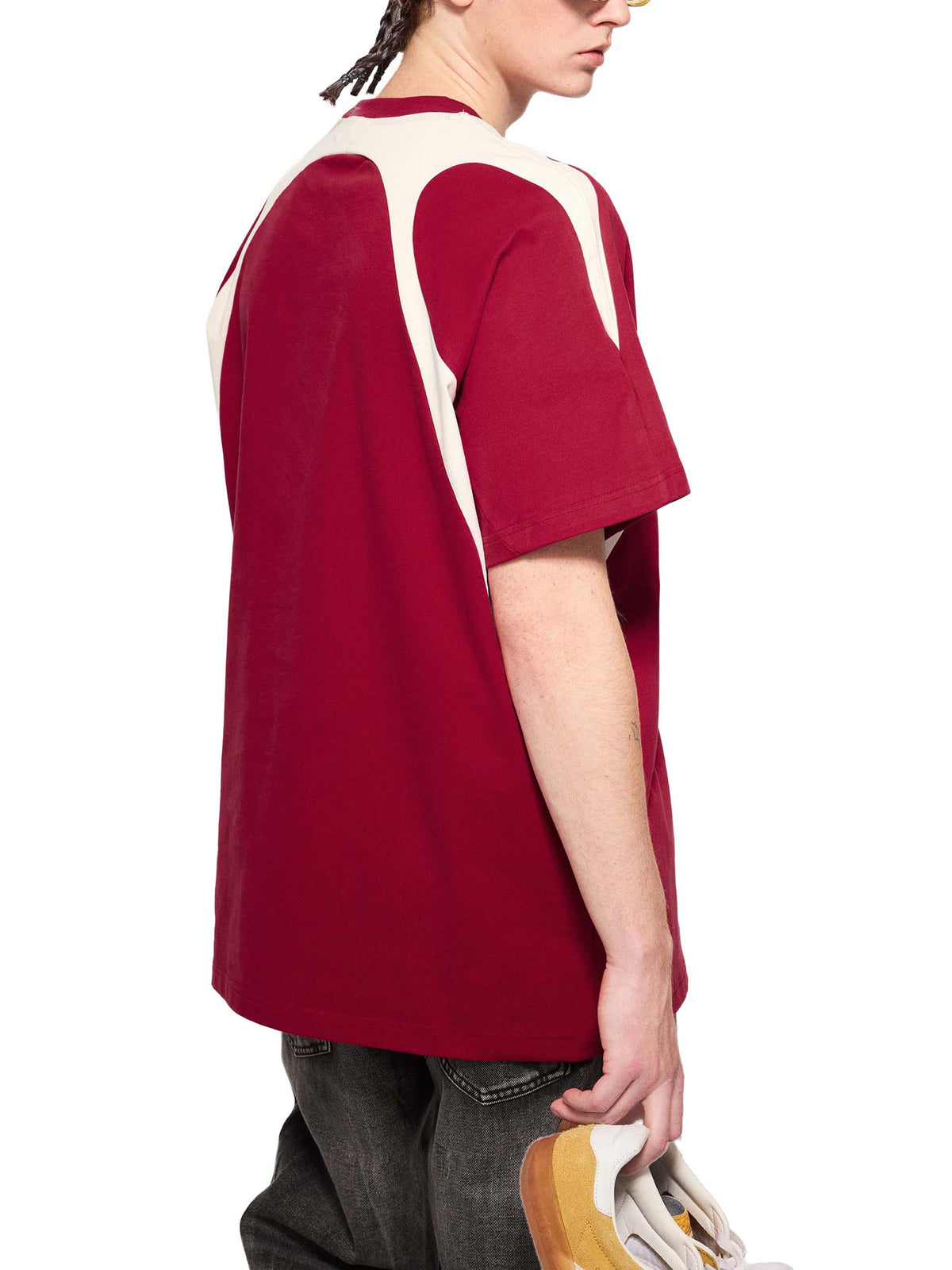 T-shirt en coton à empiècements contrastés