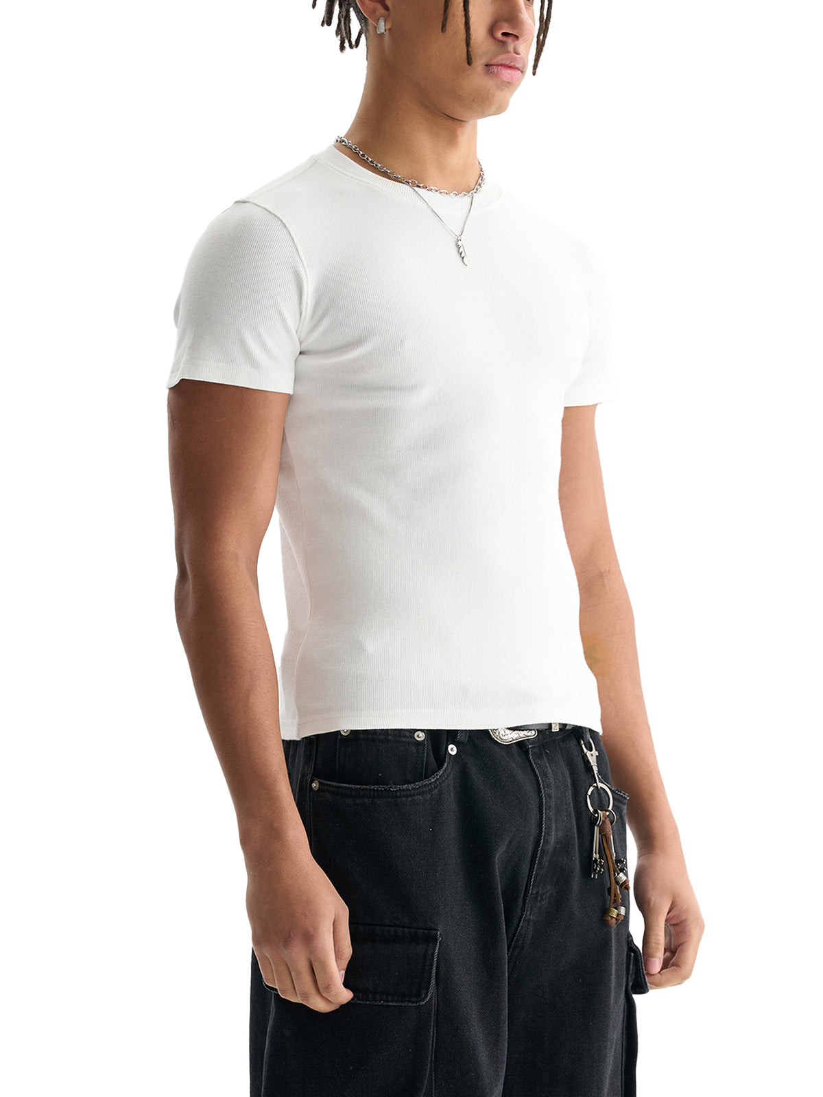 Crop top moulant côtelé homme : style urbain