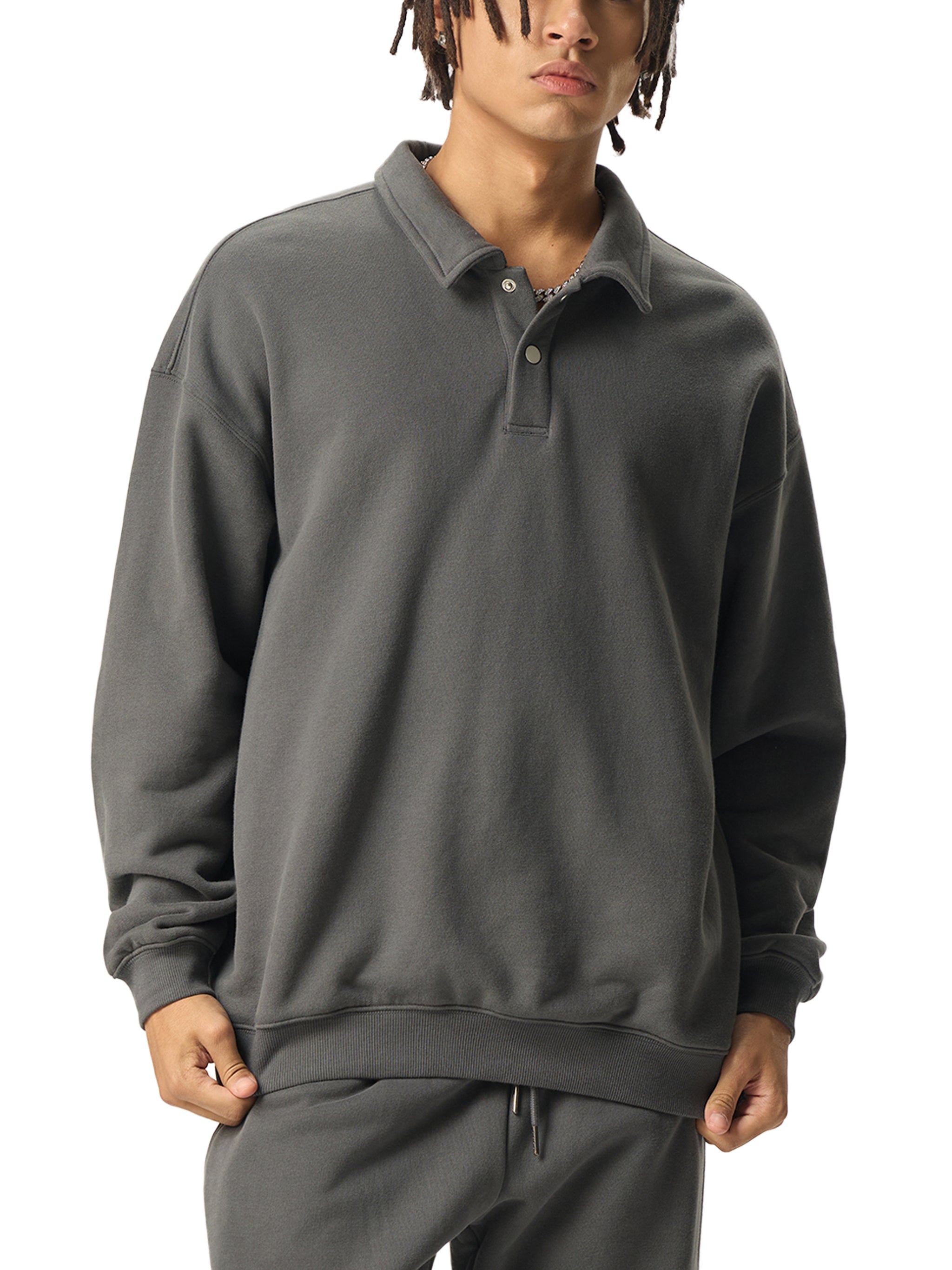 Sweat-shirt à col polo épais