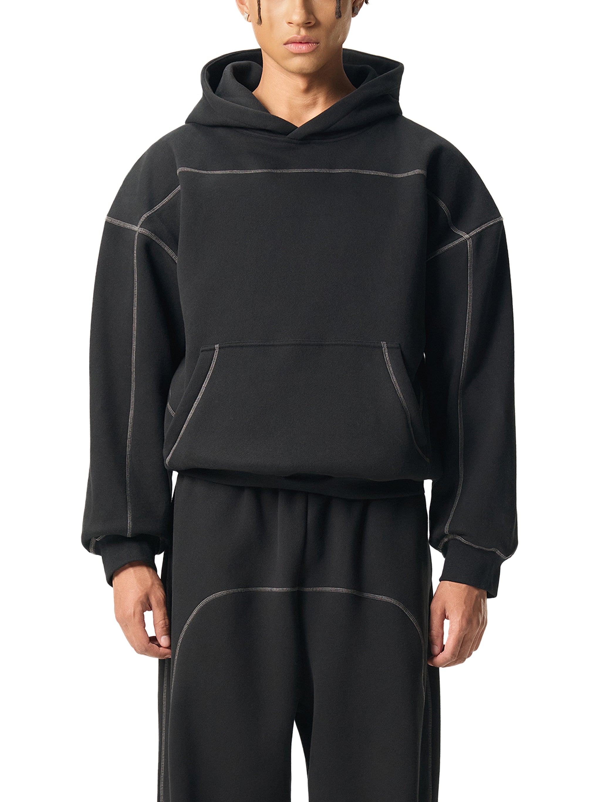 Sweat à capuche polaire à coutures contrastées
