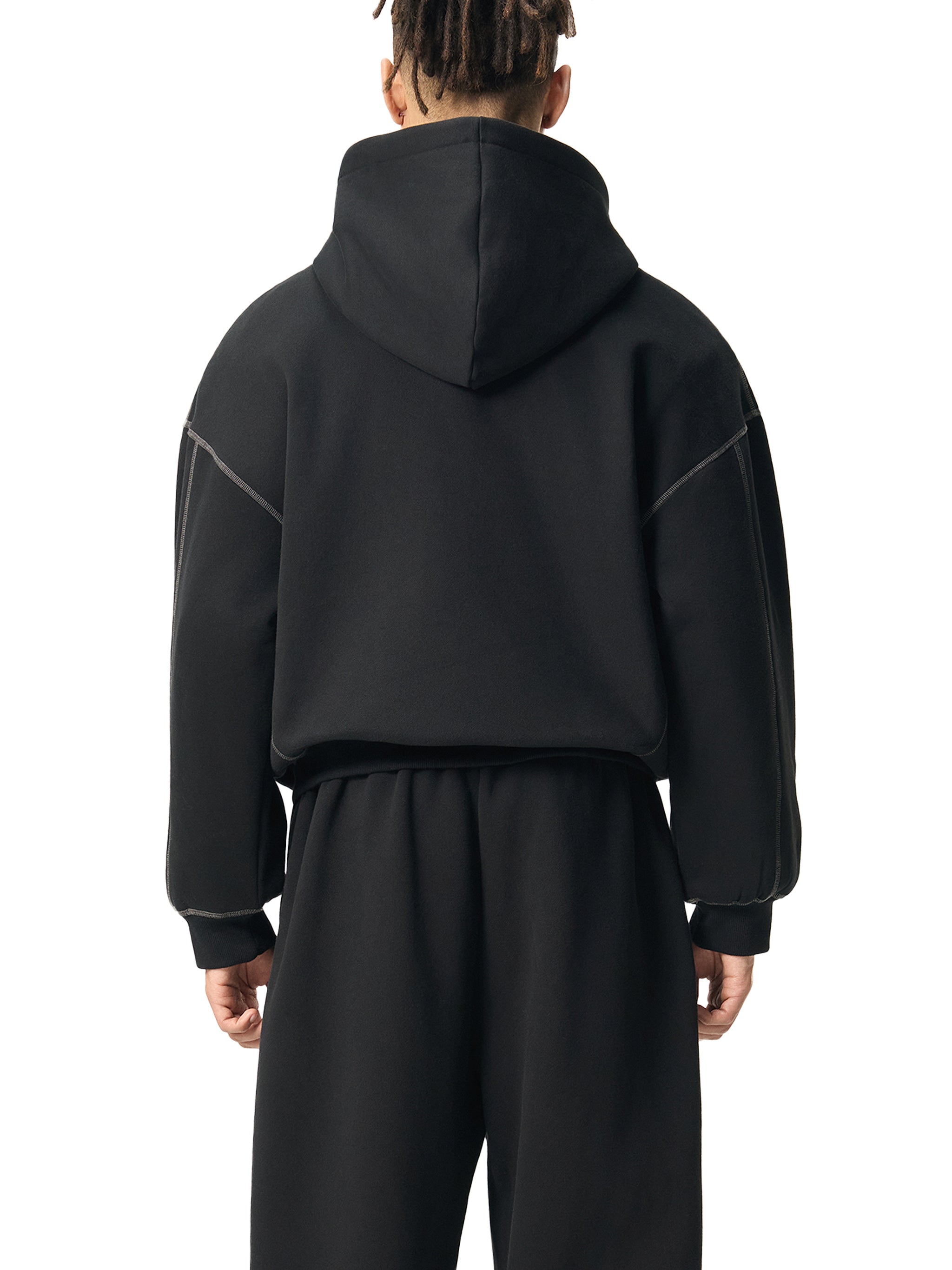 Sweat à capuche polaire à coutures contrastées