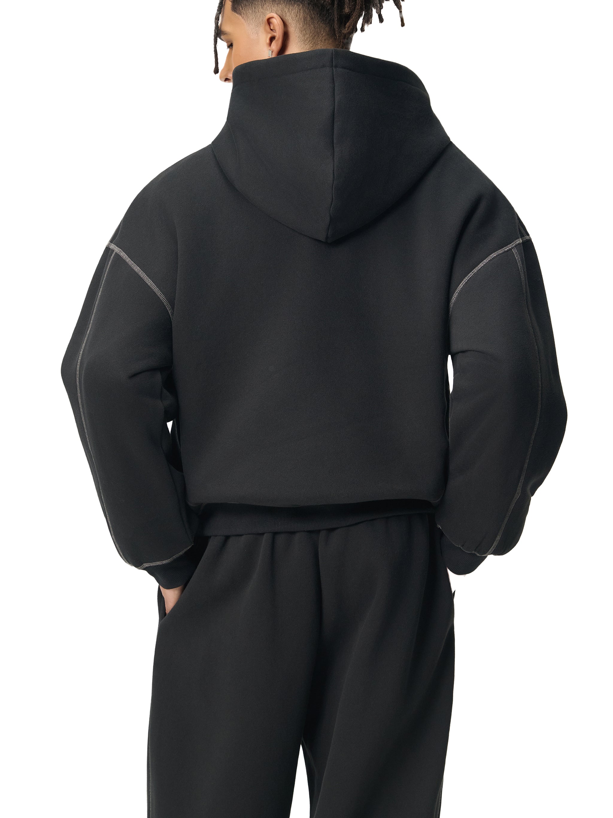 Sweat à capuche polaire à coutures contrastées