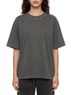T-shirt boxy délavé clouté unisexe