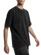 T-shirt boxy délavé clouté unisexe
