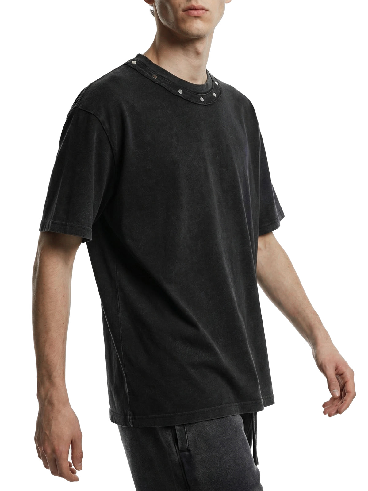 T-shirt boxy délavé clouté unisexe