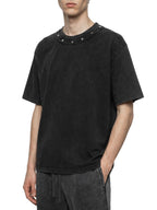 T-shirt boxy délavé clouté unisexe